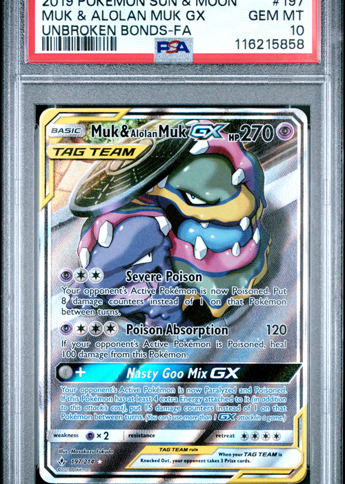 PSA 10 MUK & ALOLAN MUK GX UNBROKEN BONDS-FA